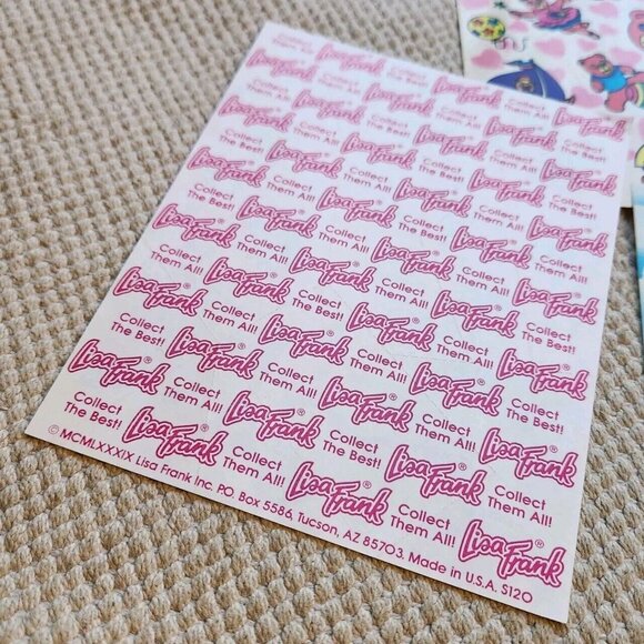 7 Vintage 1989 Lisa Frank Stickers Flamingo Bear Scottie Dog Beach Unicorn Food - Picture 2 of 6